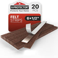X-Protector Felt Furniture Pads - 20 PCS 6 x 1/2" - Premium Felt Strips with Adhesive Backing - Rectangular Furniture Pads for Hardwood Floors - Cut Furniture Felt Pads to Size You Need! (Brown)