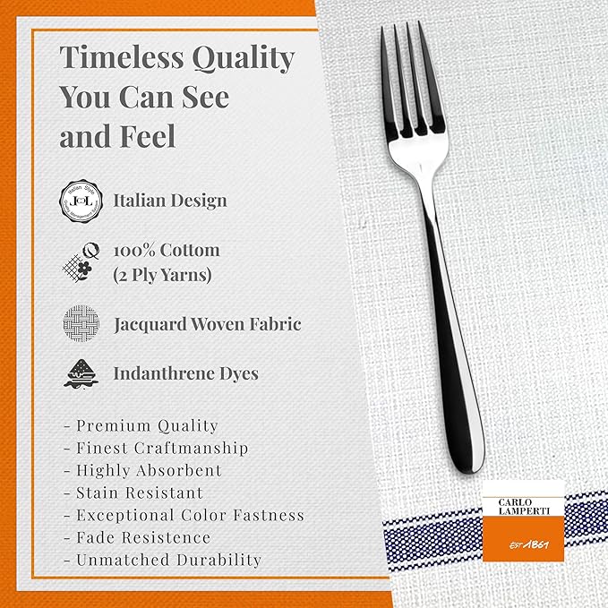 Premium Cloth Striped Placemats Set of 4 – 100% Soft Durable Jacquard Woven Cotton Table Placemats with Stain-Release Fabric – Machine Washable for Dining Table – Grey, 20"x14"