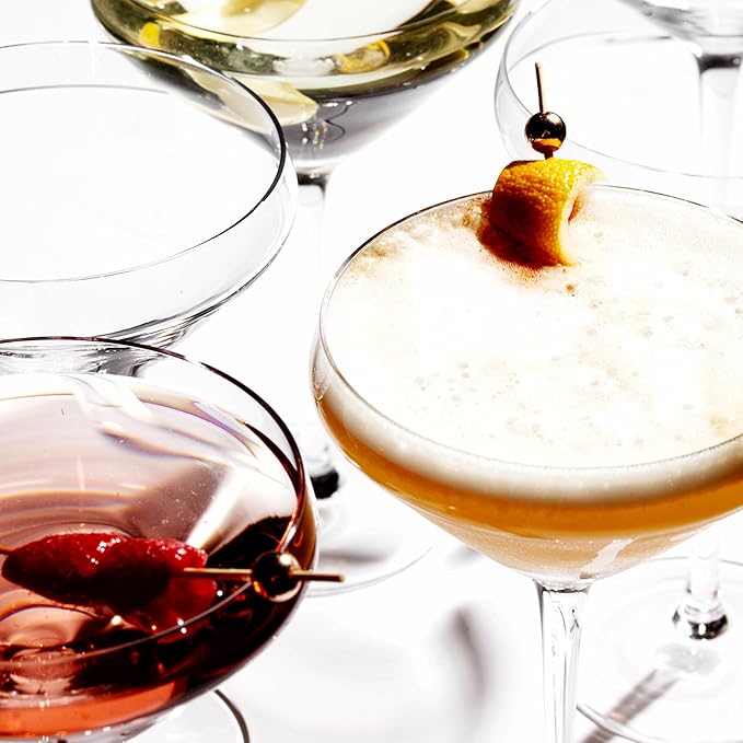 LEMONSODA Hand Blown Classic Martini Glasses Manhattan, Cosmopolitan, Espresso Martini, Lemon Drop, Dirty Martini - Inspired by 1930's-50's Cocktail Culture - 6oz/10oz (Set of 24, 10oz) (2270)