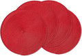 AHHFSMEI Round Braided Placemats 15 Inch Round Table Mats for Dining Tables Natural Woven Heat Resistant Place mats Set of 4 (red,4)
