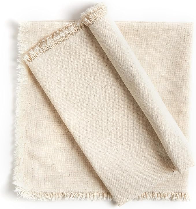 ACCENTHOME Natural Cotton Linen Napkin Set of 6 18x18 inch Dinner Napkins - Washable Soft Premium Hotel Quality Reusable Napkins Perfect Table Napkins for Family Dinners, Weddings & Everyday Use