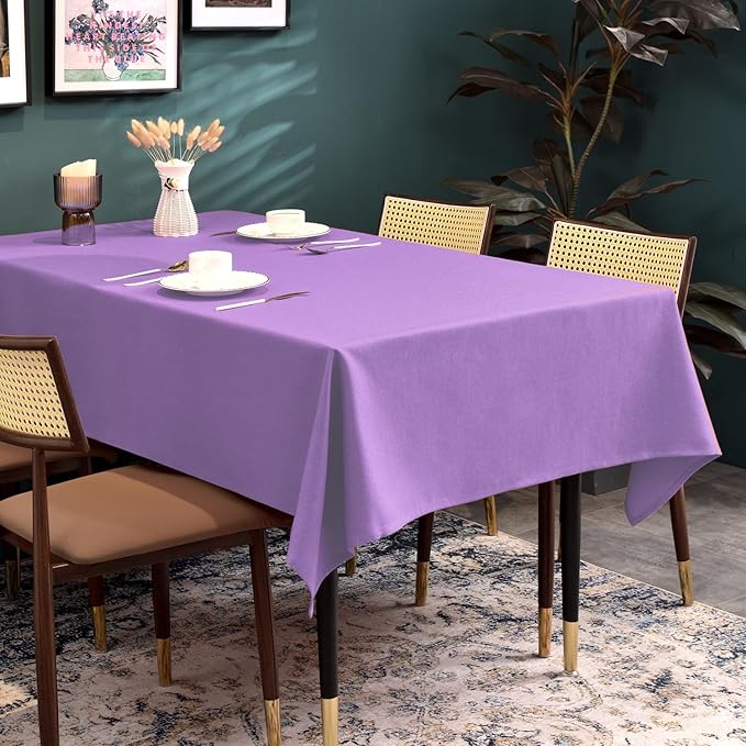 BALCONY & FALCON Table Cloth for 6 Foot Rectangle Tables – Waterproof, Wrinkle-Free Farmhouse Tablecloth for Dining, Kitchen, Wedding, Baby Shower & Spring Holiday Gatherings (Lavender, 55" x 95")