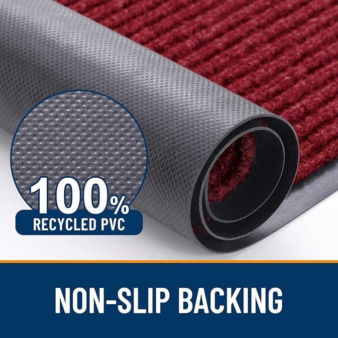 OLANLY Front Door Mat Indoor Outdoor Entrance, Waterproof Heavy Duty Doormat, Fade Resistant, Low Profile, Easy Clean Patio Porch Welcome Floor Mats for Entry, 47x17, Wine Red