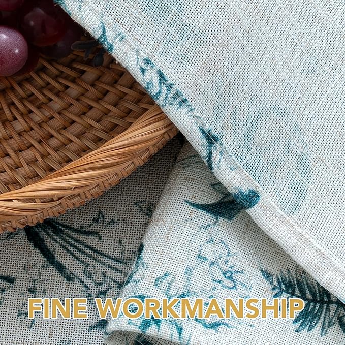 H.VERSAILTEX Linen Table Cloths Floral Printed Tablecloth Spill-Proof Waterproof Table Cover for Dining Buffet Feature Soft and Thick Fabric Wrinkle Free, 60 x 120 Inch, Vintage Botanical - Blue