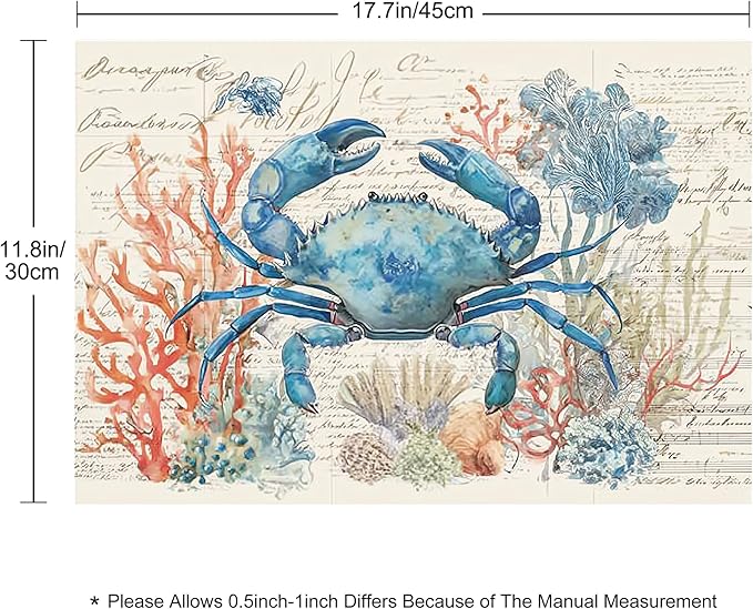 Nautical Placemats Set of 4 Washable Table Place Mats for Dining Kitchen Party Decor