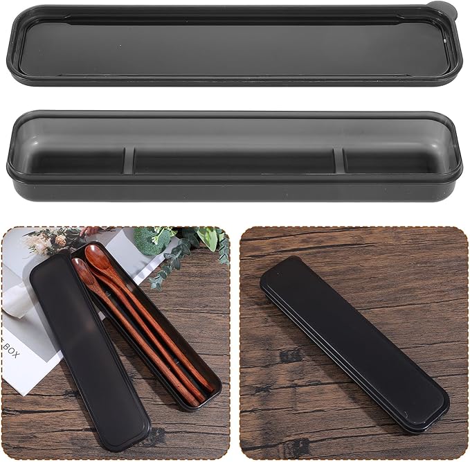 2 Pcs Portable Flatware Box Simple Utensil Holder with Lid Travel Flatware Storage Box Camping Utensils Cutlery Cases for Fork Chopsticks Spoon 9.76x2.4 Inches