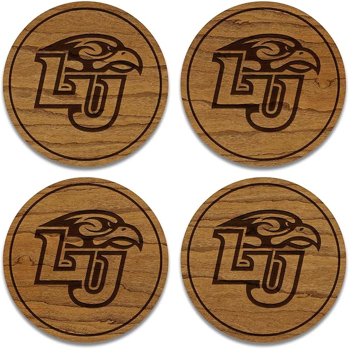 LazerEdge Liberty University Wooden Coaster Set - Cherry Wood - Officially Licensed Product - 4-Pack