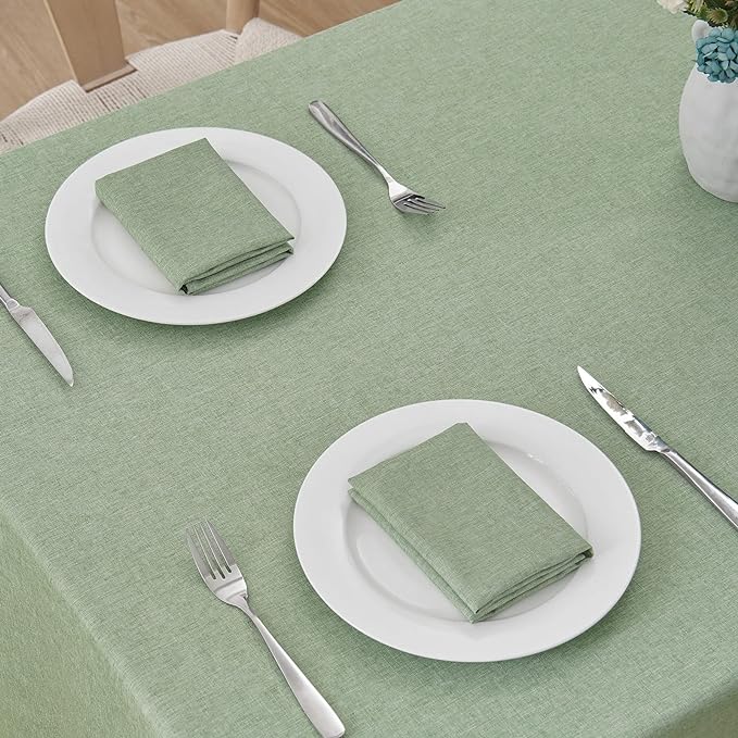 2 Pack Rectangle Tablecloth, 60x104 inch, Water Resistant Wrinkle Free Linen Textured Table Cloth Washable, Decorative Fabric Table Cover for Dining, Party and Camping, Sage Green