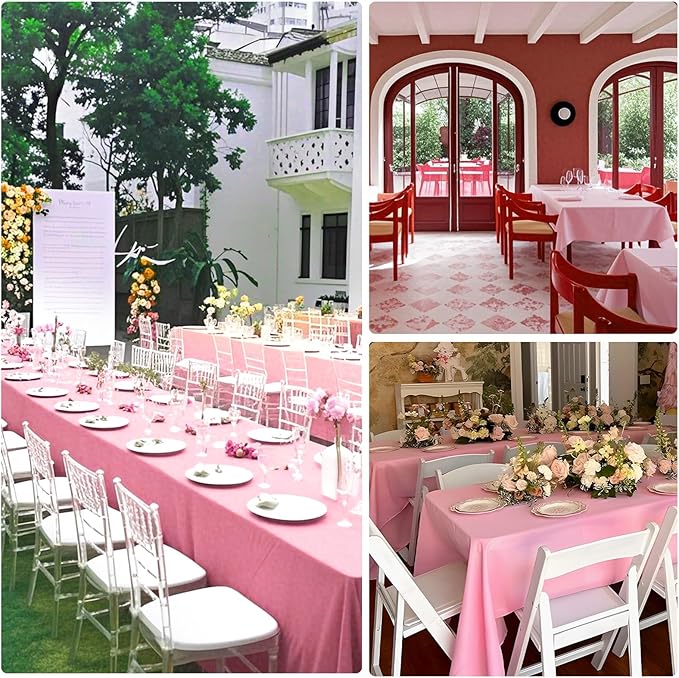 8 Pack Pink Tablecloth 60 x 102 Inch Rectangular Valentine’s Day Table Cloth for 6 Foot Rectangle Tables, Wrinkle Resistant Washable Polyester Fabric Table Covers for Wedding Party Banquet Buffet
