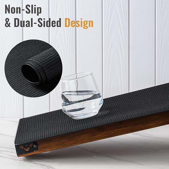 Jovono Faux Leather Placemats Set of 8, Waterproof Washable Table Mats, Easy-Clean Heat Resistant Kitchen Vinyl Place Mat for Dining Table, Restaurant, Indoor, 17.8"x11.8", Black