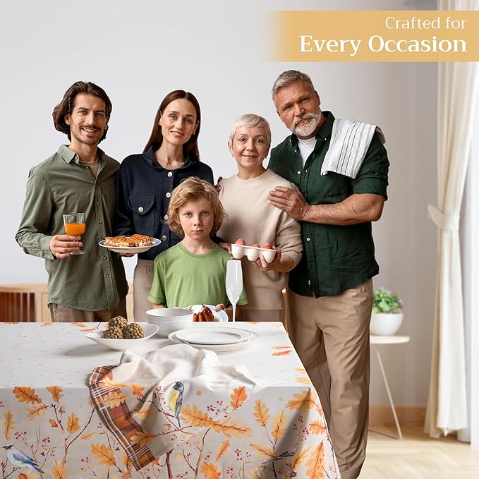 Maison d' Hermine Table Cloth Rectangle Table 100% Cotton 70 x 108 Inches Fall Tablecloth Reusable Everyday Use for Thanksgiving Christmas Decorations Dining Farmhouse Party (Oak Leaves)