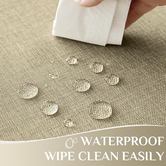Softalker Tablecloths Rectangular 84x60 inch Linen Textured Table Cloth Waterproof, Stain and Wrinkle Resistant, Outdoor Table Cloth for 6 foot Rectangle Tables Decor for Party Holiday Birthday, Khaki