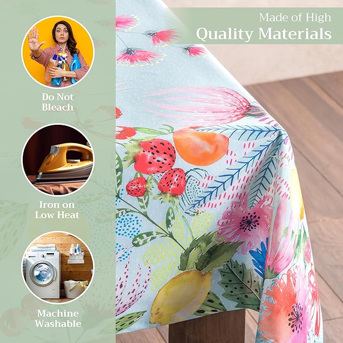 Maison d' Hermine Table Cloth Square Table 100% Cotton 60 x 60 Inches Tablecloth Reusable Decorative for Dining Room Farmhouse Home Valentines Day Decorations Spring Summer - Jardin D'Ete - Mint