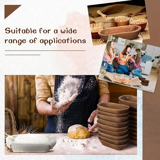 Nuogo 20 Pcs Wooden Dough Bowls Bulk 8.6 Inch Rustic Vintage Hand Carved Wood Dough Bowls Dining for DIY Home Crafts Making Farmhouse Fruits Supplies