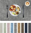 Placemats Set of 6 Faux Leather Heat Resistant Tables Mats Waterproof Oilproof Wipeable Reversible Anti-Slip Place Mats for Kitchen/Dining/Party/Outdoor 11.8" x 16.9", Light Gray