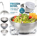 Vora 70oz Dip Chiller Bowl with Lid | Stainless Steel Chilled Dip Bowl for Dips, Guacamole, Hummus, Salsa | Insulated Serving Dishes with Easiest Water Fill & Refillable Chamber