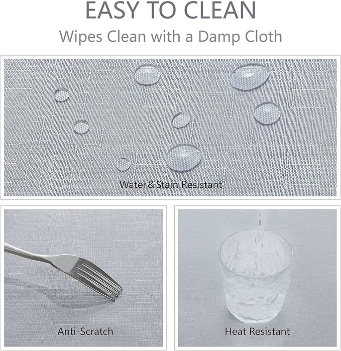 Textured Rectangle Tablecloth 60x84 inch Table Cloth Water Resistant Wrinkle Free Spill-Proof, Decorative Fabric Table Cover Washable for Banquet Parties Event Holiday Dinner, Light Grey