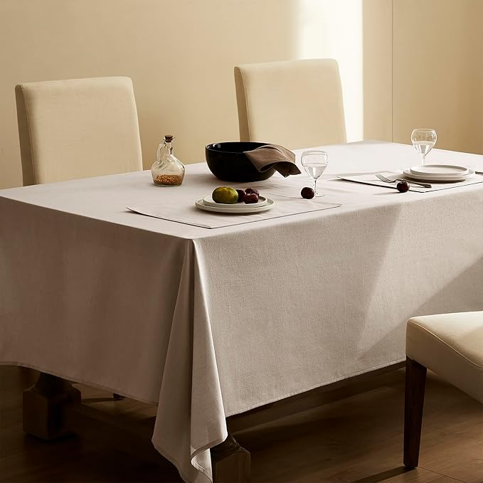6 FT Linen Tablecloths for Rectangle Tables Dining Table Cover Farmhouse Modern Neutral Fabric Table Cloths Earth Tone Fall Decoration Rectangular 60 by 102 Inch Khaki Tan Burlap Oblong Tablecloth