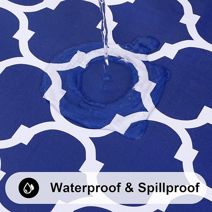Smiry Rectangle Table Cloth, Wipeable Spillproof Plastic Tablecloths for Dining, Waterproof Vinyl Tablecloth with Flannel Backing for Rectangle Tables, Camping, Outdoor and Indoor (70"x90", Navy)