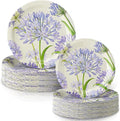 48 Pcs Agapanthus Garden Paper Plates Set Include 9" 7" Spring Watercolor Disposable Plates Summer Decorative Dinner Flower Birthday Party Tableware for Baby Shower Party Supplies