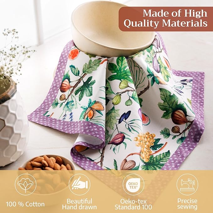 Maison d' Hermine Cloth Napkins Set of 4 100% Cotton Everyday Reusable Square Napkins Cloth Washable Dinner Party Wedding Restaurant Valentines Day Decorations Spring/Summer (Cavaillon, 18" x 18")