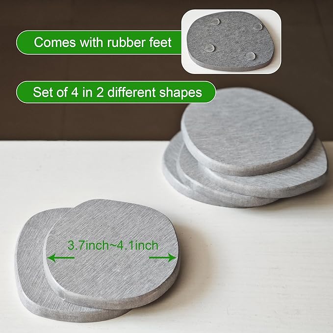 Diatomaceous Earth Coasters Set of 4 for Drinks, Moisture Water Absorbent Stone Coasters for Table Desk at Work, Water Absorbing Instant Drying Diatomite, Modern Light Grey