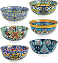 HENXFEN LEAD Small Dessert Bowls – 10 oz Boho Ceramic Bowls for Ice Cream, Snacks, Side Dishes, Condiments – Microwave & Dishwasher Safe, Set of 6