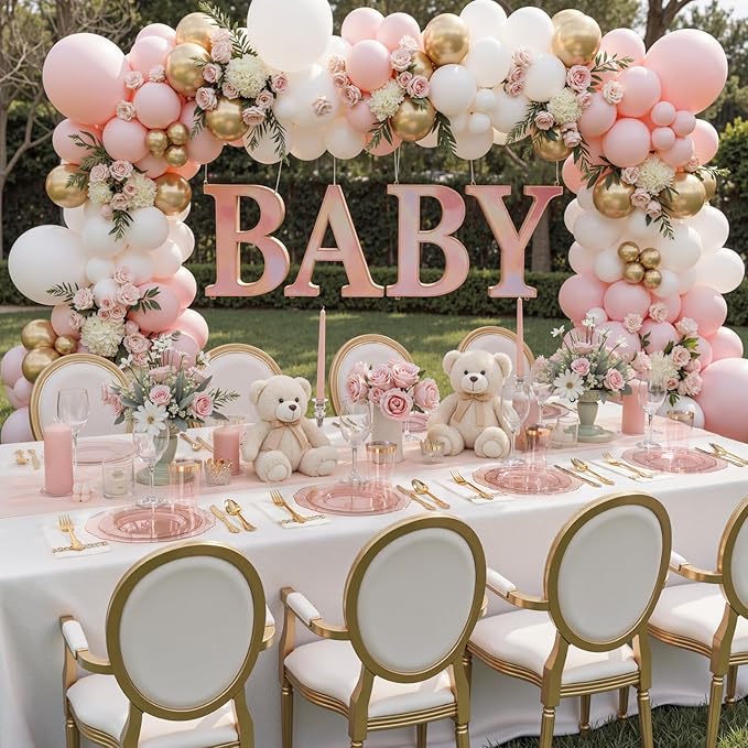 KIRE 210Pcs Clear Pink Plastic Plates with Gold Rim - Disposable Pink Plates&Silverware&Pink Cups&Hand Napkin - Plum Colored Plastic Dinnerware for Upscale Wedding/Valentine's Day