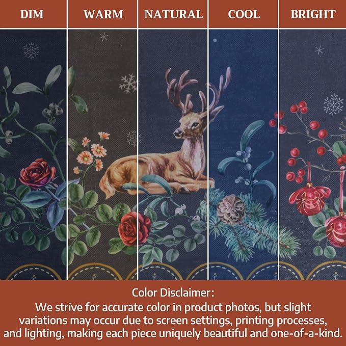 Maison d' Hermine Table Cloth Rectangle Table 100% Cotton 70 x 108 Inches Fall Tablecloth Reusable Everyday Use for Thanksgiving Christmas Decorations Dining Farmhouse Party (Christmas Joy)