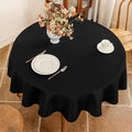 Textured 60 Inch Black Fabric Round Table Cloth, Faux Linen Water Resistant & Wipeable Circle Tablecloth, Washable for Dinning Kitchen Patio