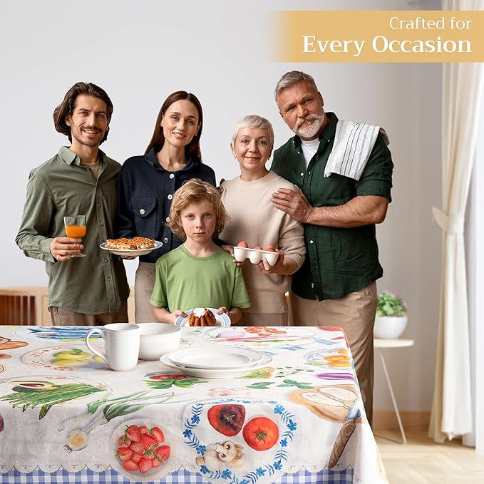Maison d' Hermine Table Cloth Rectangle Table 100% Cotton 54 x 72 Inches Tablecloth Reusable Decorative for Dining Room Farmhouse Home Valentines Day Decorations Spring Summer - Gourmand