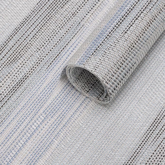 Winknowl Placemats Set of 6, Heat Resistant Stain Resistant Woven Vinyl Insulation Place mats, Durable Washable Elegant Table Mats for Kitchen Dining Table Decor (Lightsteel Blue)