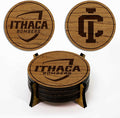 LazerEdge Ithaca Bombers Wooden Coaster Set - Cherry Wood - Officially Licensed Product - 4-Pack