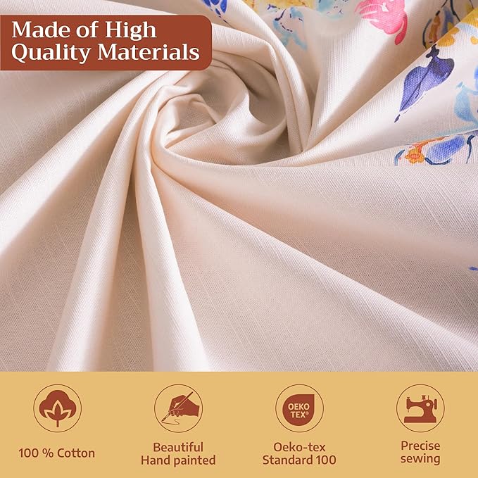 Maison d' Hermine Table Cloth Round Table 100% Cotton 63 Round Inches Tablecloth Reusable Decorative for Dining Room Farmhouse Home Valentines Day Decorations Spring Summer - Girassol