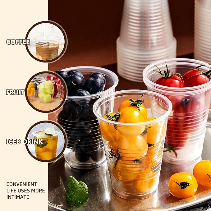 YEEHAW 9 oz Plastic Cups, 500 Pack - Clear Disposable Drinking Water Cups for Cold Beverages, Ideal for Party