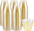 I00000 200pcs Gold Plastic Cups - 9 OZ Hard Gold Glitter Disposable Cups for Cocktail & Drinking - Premium Disposable Plastic Glasses with Gold Glitter for Fancy Wedding Cups Elegant Party Glasses