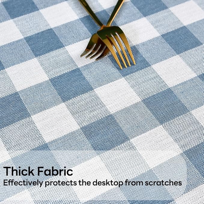 Gingham Tablecloth Rectangle Table Cloth Heavy Duty Cotton Checkered Table Cover for Spring Picnic Kitchen Dining(C-Sky Blue, 52x98 inch)