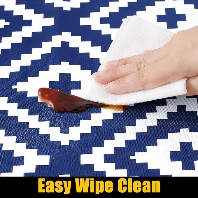 Smiry Rectangle Table Cloth Cover, Waterproof Elastic Fitted Picnic Tablecloth for 8 Foot Tables, Wipeable Flannel Backed Vinyl Tablecloths for Camping, Dining, Outdoor (Navy, 30" x 96")