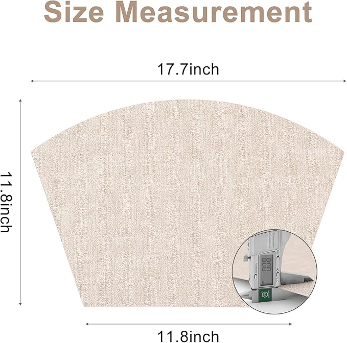 Homaxy Round Table Placemats Set of 4, Washable Wedge Shaped Faux Leather Table Mats, Wipeable Kitchen Dinner Place Mats for Indoor Outdoor, Beige