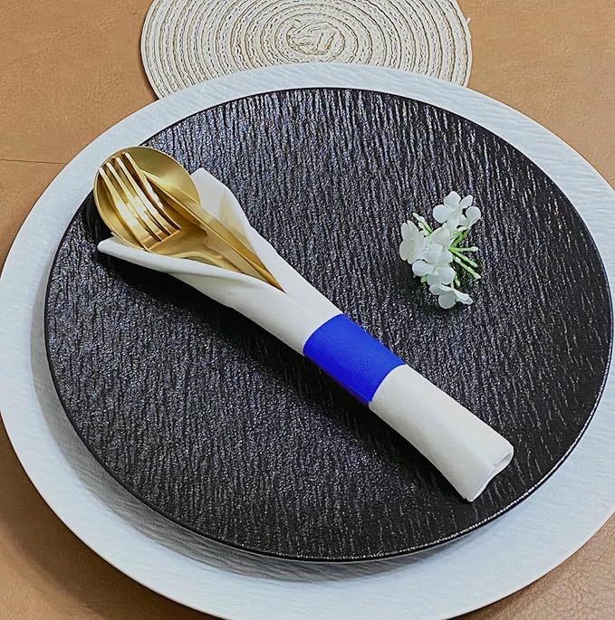 Germiwipe 2500 Pcs Blue Paper Napkin Rings Self-Adhesive,Napkin Bands,Silverware Wraps Bands for Wedding, Family Reunion, Birthday Party