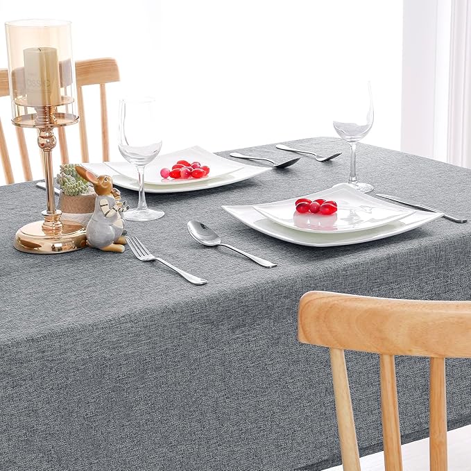 Hiasan Faux Linen Square Tablecloth - Wrinkle and Stain Resistant Washable Table Cloth for Kitchen Dining Room Holiday Table Cover for Party Dinner, Grey, 70 x 70 Inch