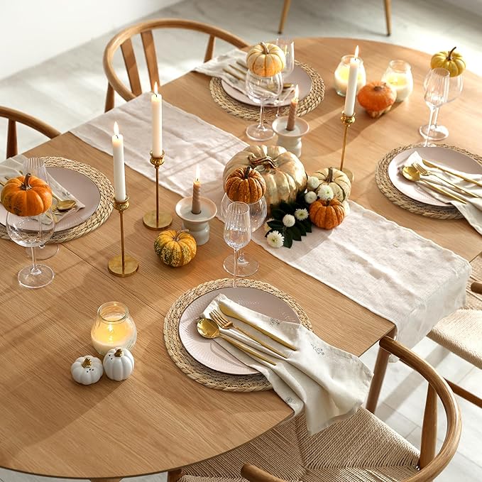 Aneco 36 Pack 13.8-Inch Round Woven Placemats Natural Hand-Woven Boho Rattan Wicker Bulrush Placemat Farmhouse Rustic Braided Table Mats for Dining & Kitchen Decor
