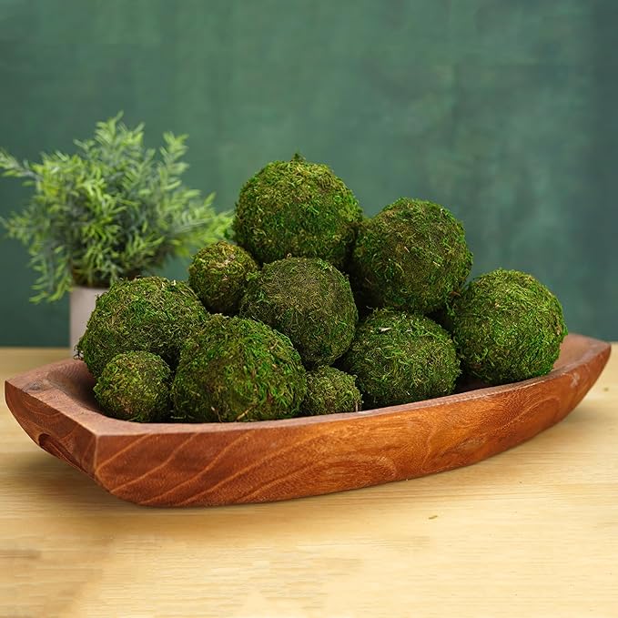 BYHER Decorative Moss Balls Set - Fake Moss Balls for Bowl Fillers, Centerpiece Decor, Home Decor, Vase Filler, Wedding Decor, Table Arrangement, Coffee Accents, DIY Crafts (Large - 3.2"-Set of 6)