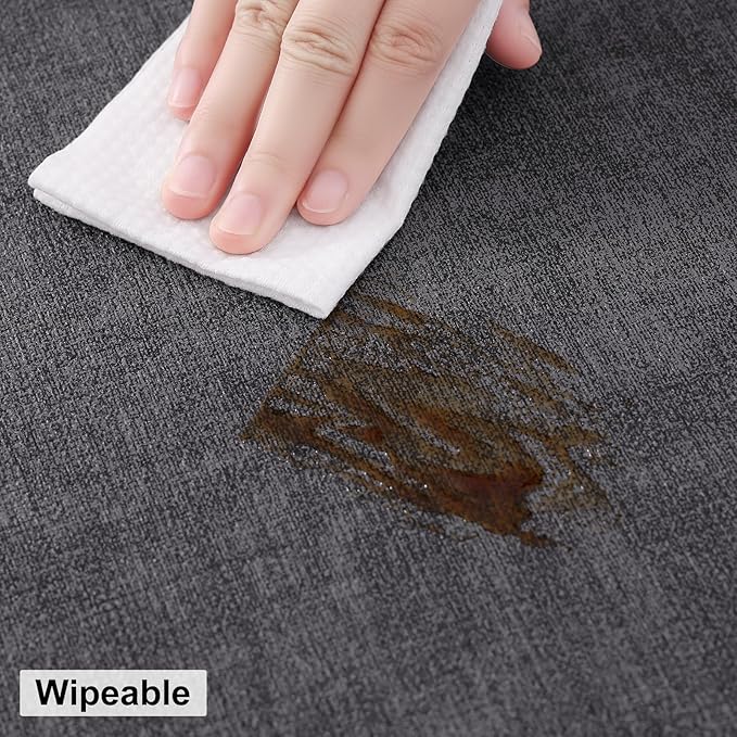homing Round Faux Leather Placemat and Coaster 4 Packs, Washable Heat Resistant Dining Place Mats, Wipeable Double-Sided Table Mats for Indoor and Outdoor, Diameter 13 and 3.93 inch, Charcoal