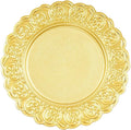 100 Pcs Antique Charger Plates Bulk, 13in Reusable Serving Plates Embossed Rim Plastic Party Dinner Plate Chargers Round Decorative Server Plate for Wedding Party Event Tableware