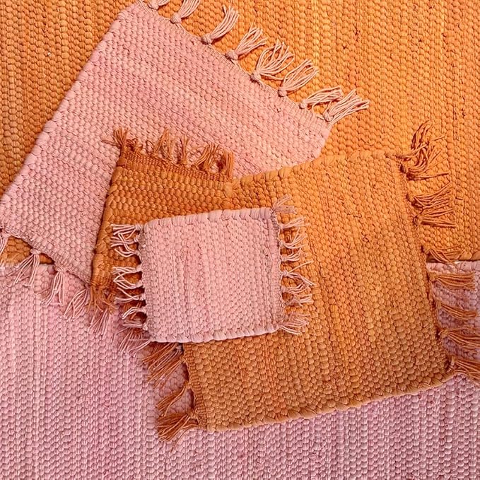 PILLOWPIA Handcrafted Chindi Rag Rug Hot Pad – 100% Cotton, Handwoven, Colorful & Eco-Friendly | Boho Kitchen Accessory for Table, Counter, or Serving Use - Pottery