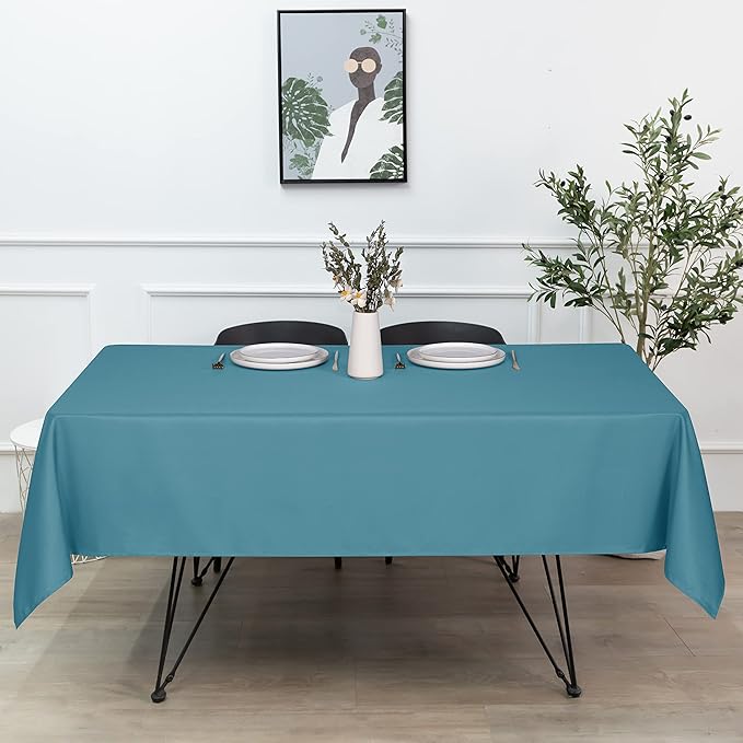 sancua Rectangle Tablecloth - 70 x 108 Inch - Stain and Wrinkle Resistant Washable Polyester Table Cloth, Decorative Fabric Table Cover for Dining Tables, Buffet Parties and Camping, Teal