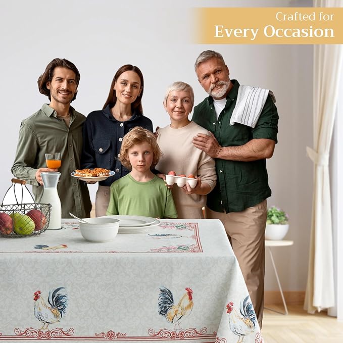 Maison d' Hermine Table Cloth Rectangle Table 100% Cotton 60 x 90 Inches Tablecloth Reusable Decorative Everyday Use for Dining Room, Farmhouse, Home, Party, Festive & Wedding Spring Summer - Campagne