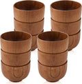 Tioncy 12 Pcs Acacia Wood Small Bowls 3.74 x 2.56 Inch Wooden Bowls Japanese Cups for Food Dipping Sauce Soup Salad Rice Serving Decorations Charcuterie Boards