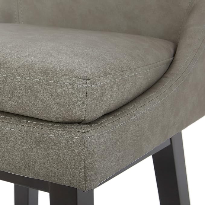 CHITA Counter Height Swivel Bar Stools Set of 4, FSC Certified Upholstered Faux Leather Barstool Chairs with Back, 26.8" H Seat Height, PU Leather in Stone Gray